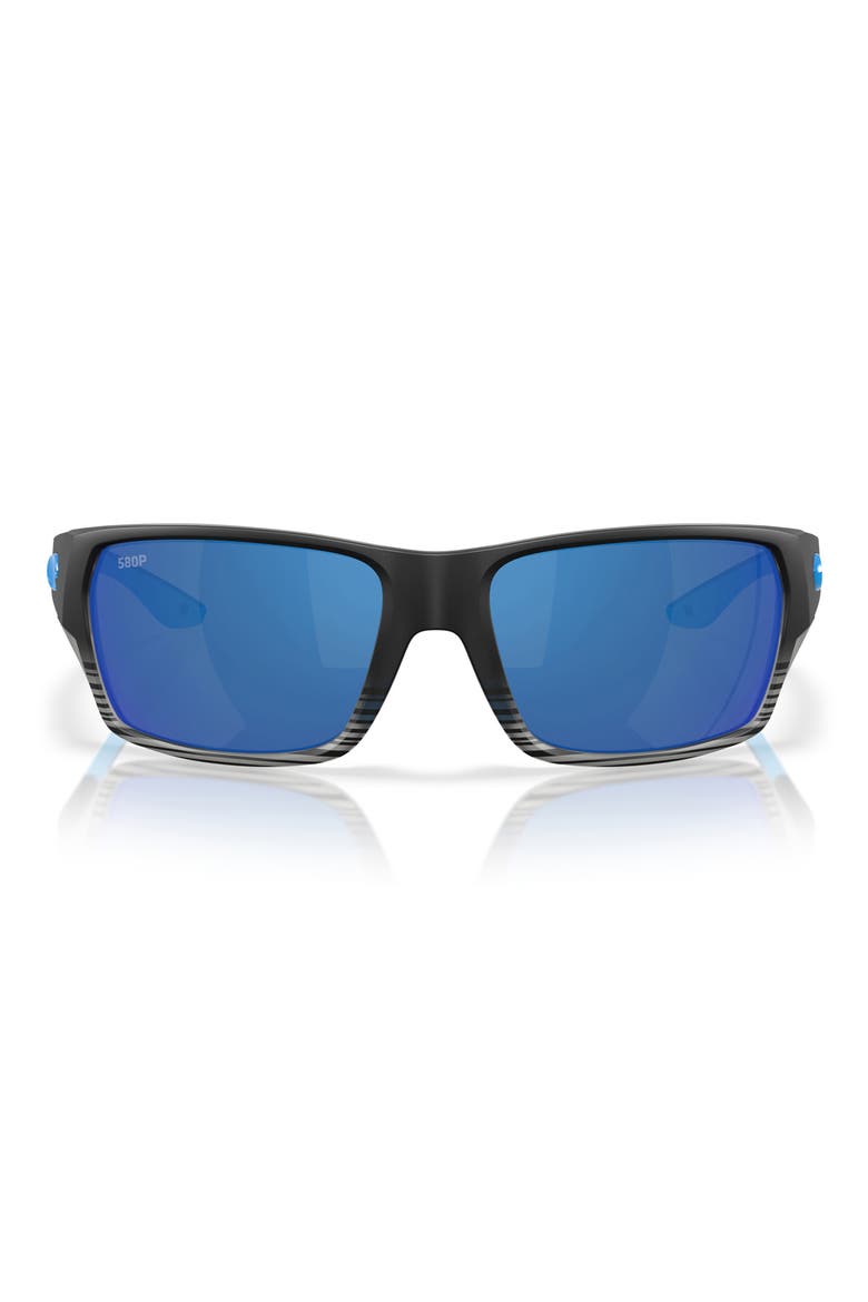 Tailfin 60mm Polarized Sunglasses, Main, color, MATTE SMOKE CRYSTAL / BLUE