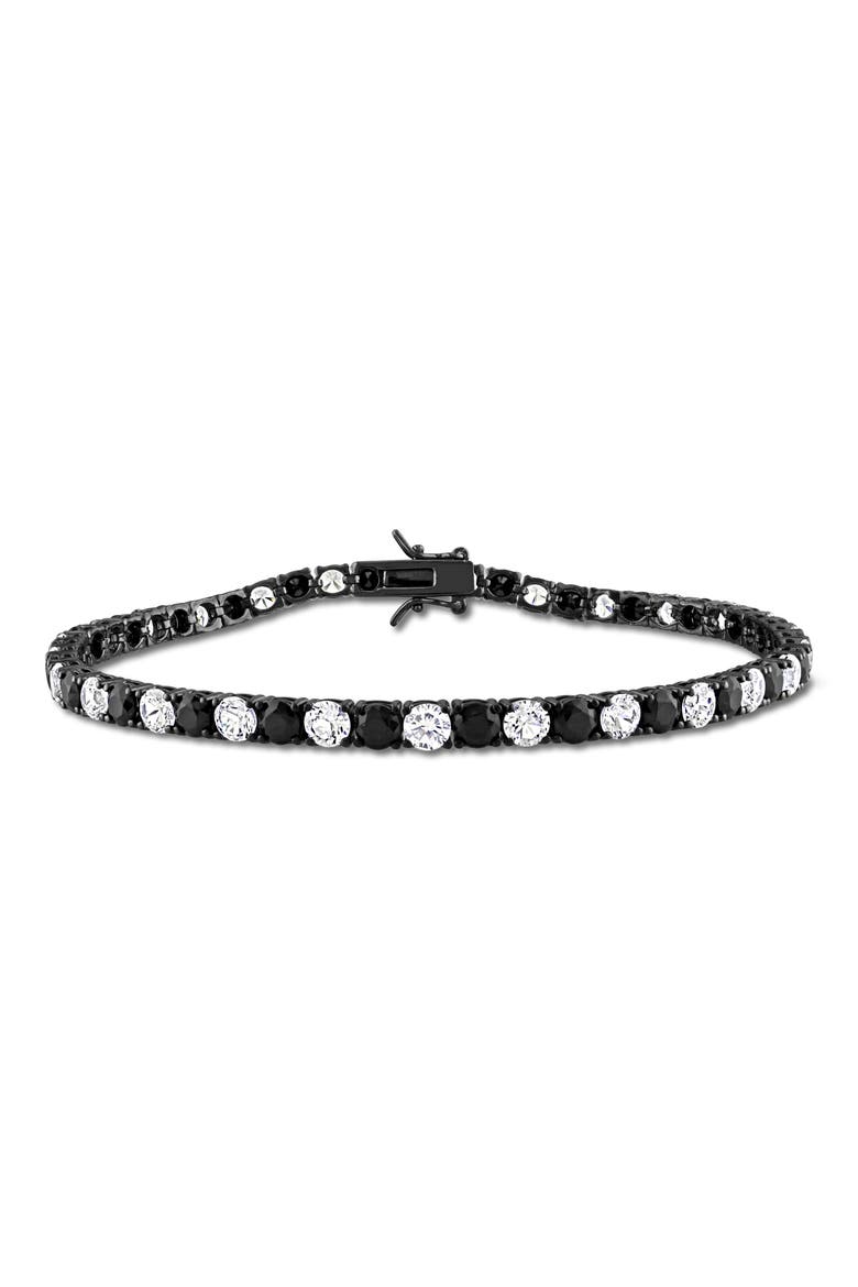 Men's Sterling Silver Lab Created Sapphire Bracelet, Main, color, BLACK