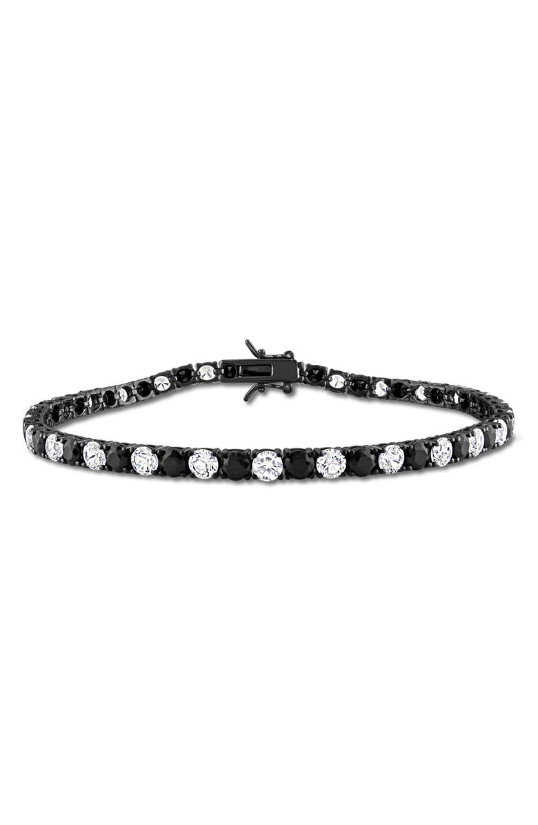 DELMAR Men's Sterling Silver Lab Created Sapphire Bracelet, Main, color, Black