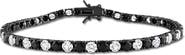 DELMAR Men's Sterling Silver Lab Created Sapphire Bracelet