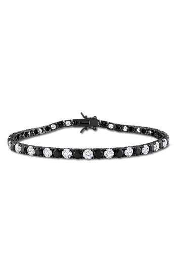 Delmar Sterling Silver Lab Created Sapphire Bracelet In Black