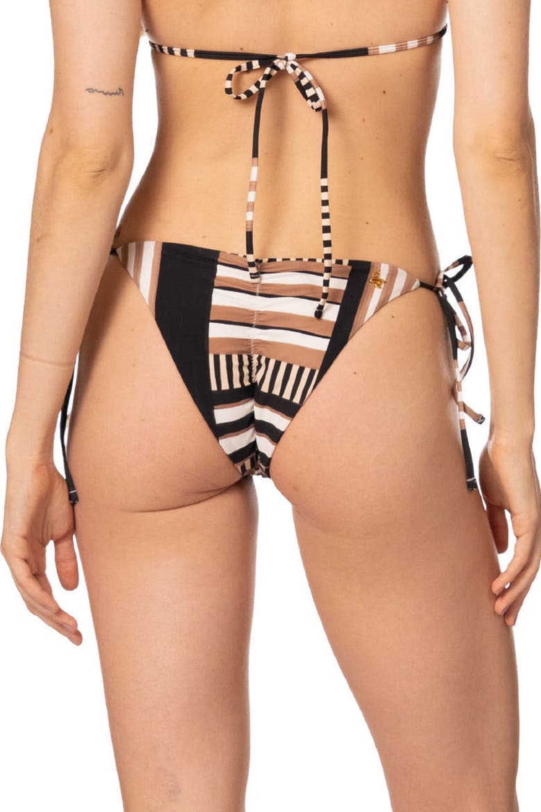 Ancestral Lines Print Bora Bora Cheeky Tie Side Bottom, Alternate, color, BLACK LINES