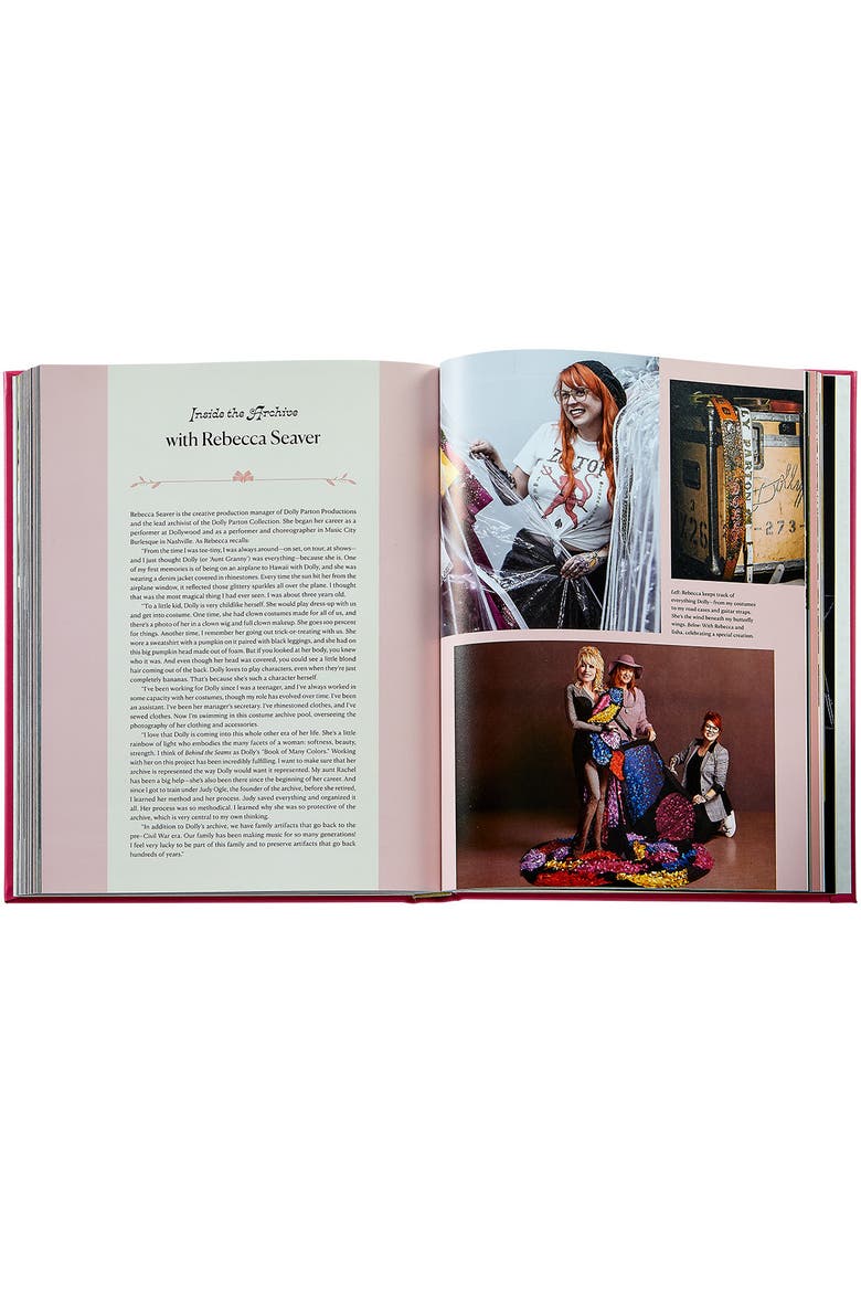 Dolly Parton Behind the Seams My Life in Rhinestones Leather Coffe Table book, Alternate, color, PINK