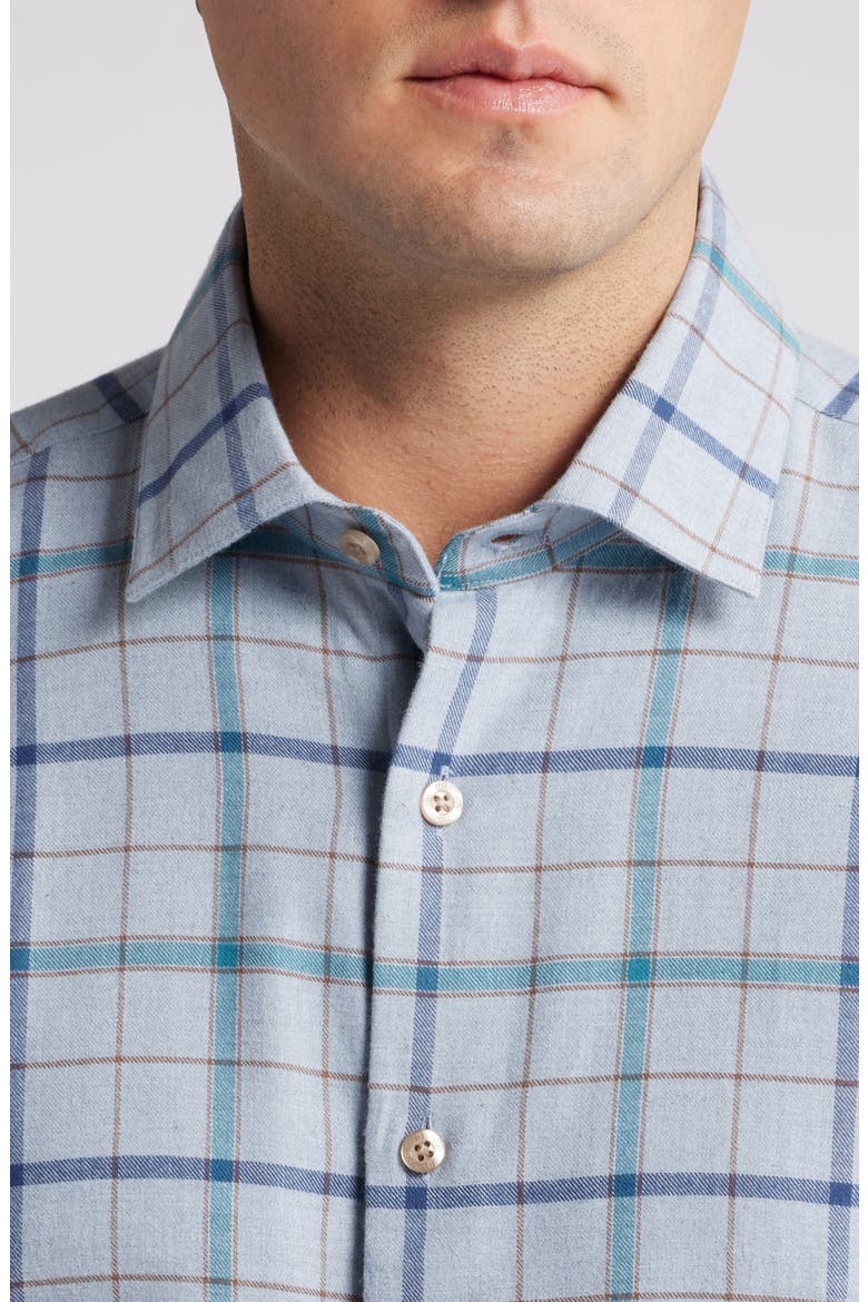 Mélange Exploded Tattersall Flannel Button-Up Shirt, Alternate, color, SKY HEATHER