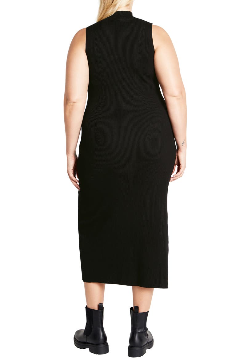 Kenia Sleeveless Ribbed Sweater Dress, Alternate, color, BLACK