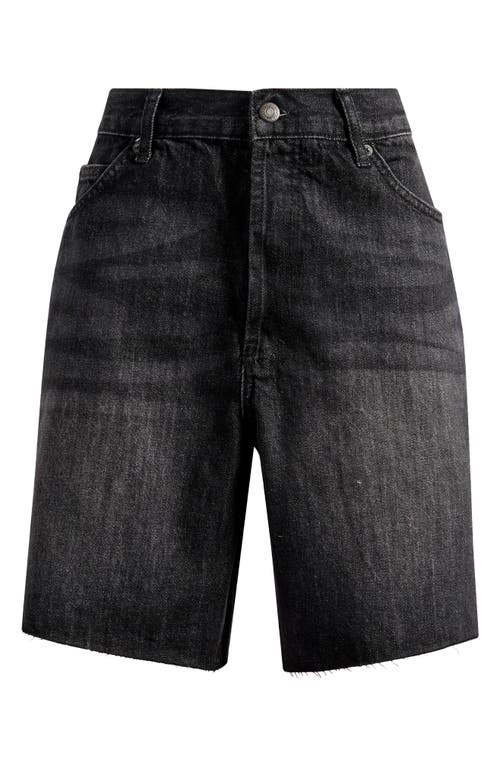 Topshop Loose Fit Denim Shorts In Black