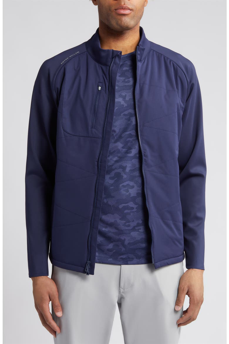 Merge Water Resistant Hybrid Jacket, Main, color, NAVY
