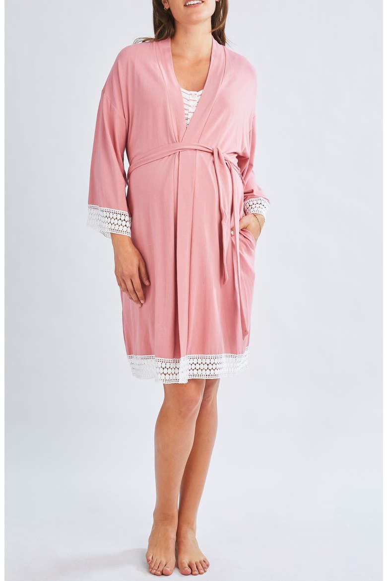 Nursing Dress, Robe & Baby Blanket Set, Main, color, PINK