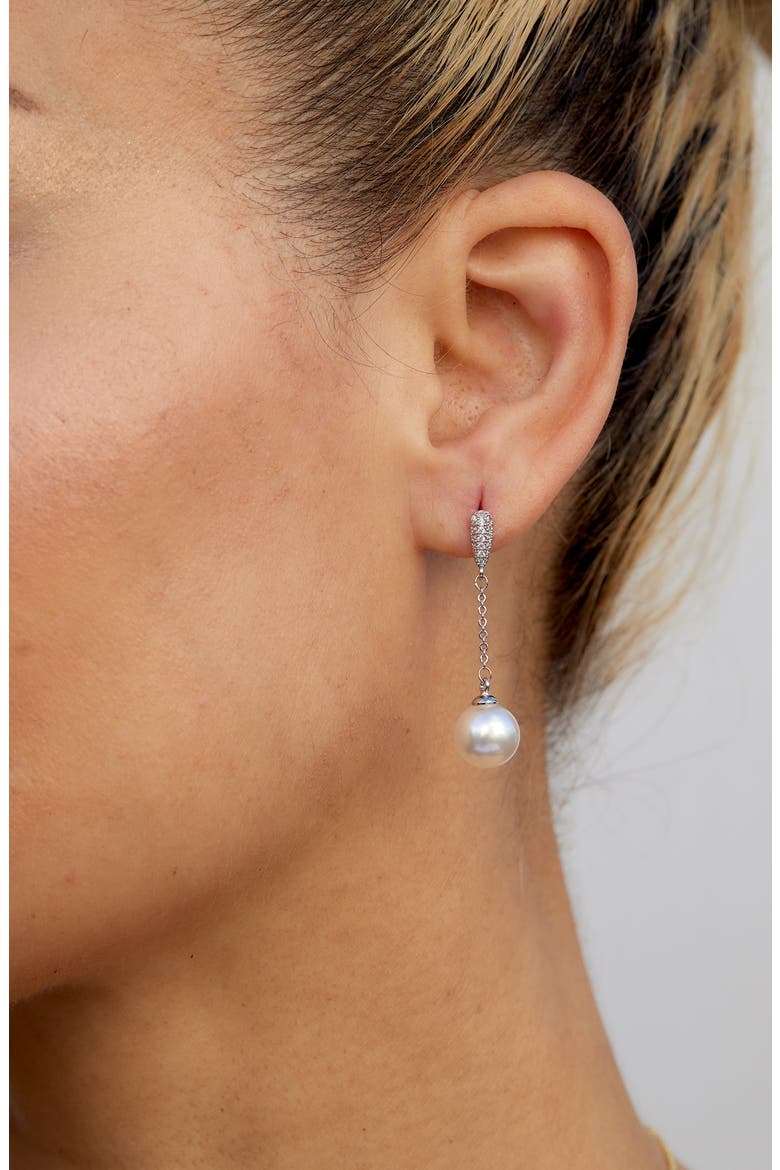 Cultured Pearl & Cubic Zirconia Drop Earrings, Alternate, color, WHITE