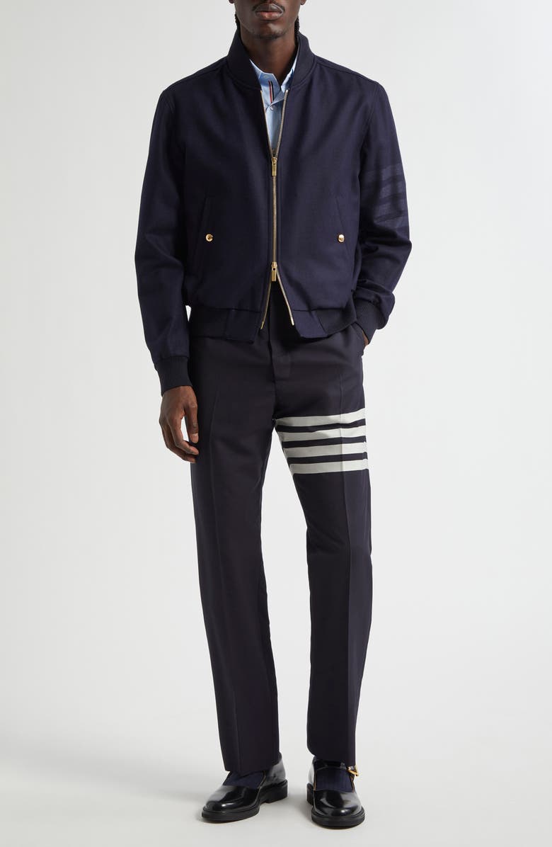 Thom Browne 4-Bar Wool & Cashmere Bomber Jacket, Alternate, color, Navy