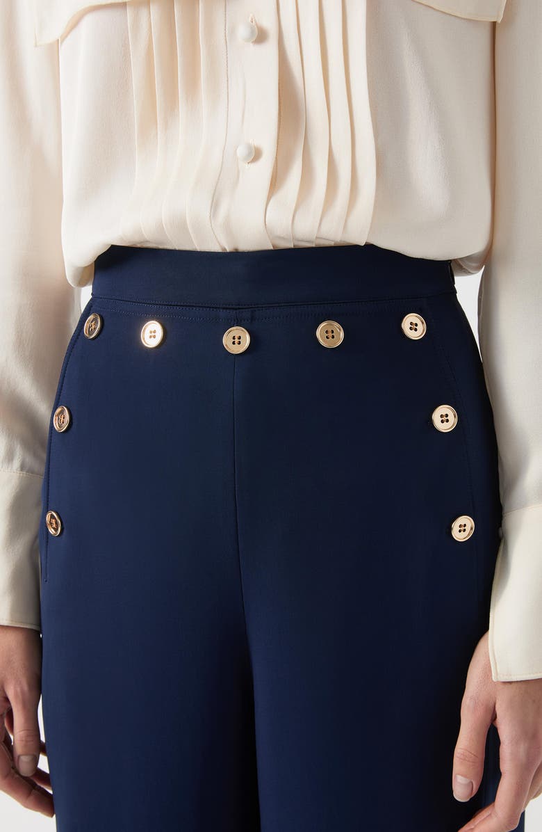 LK Bennett Olive Crepe Sailor Trousers, Alternate, color, Navy