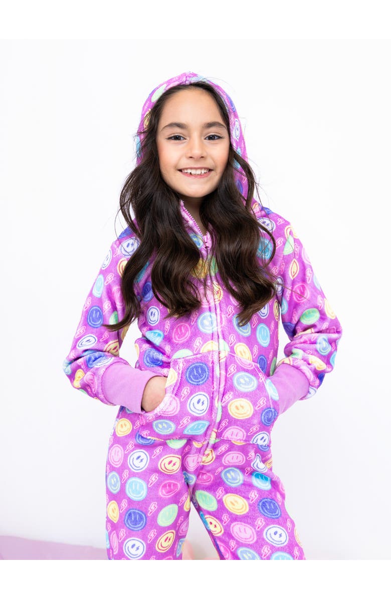 Preppy Goose Plush Smiley Faces loungewear jumpsuit, Alternate, color, Multicolor