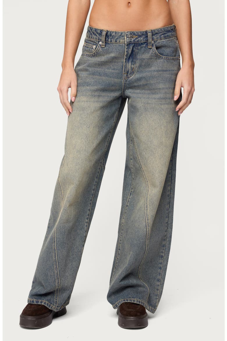 Washed Low Rise Baggy Wide Leg Jeans, Main, color, BLUE-VINTAGE-WASHED
