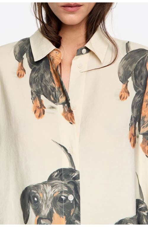 Bimba Y Lola Dog Print Collared Top In Multi