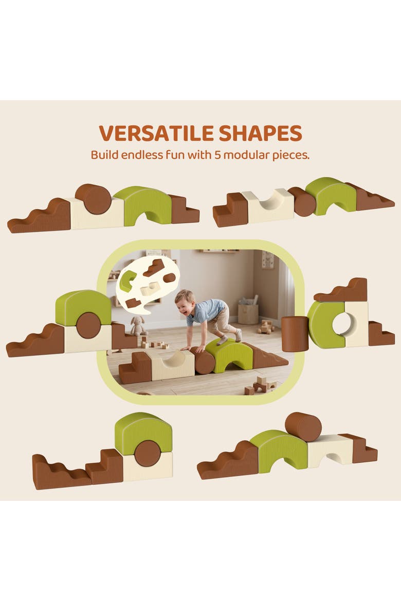 5-Piece Foam Climbing Blocks, Non-Slip Indoor Play Set, Ages 3-6, Alternate, color, Brown