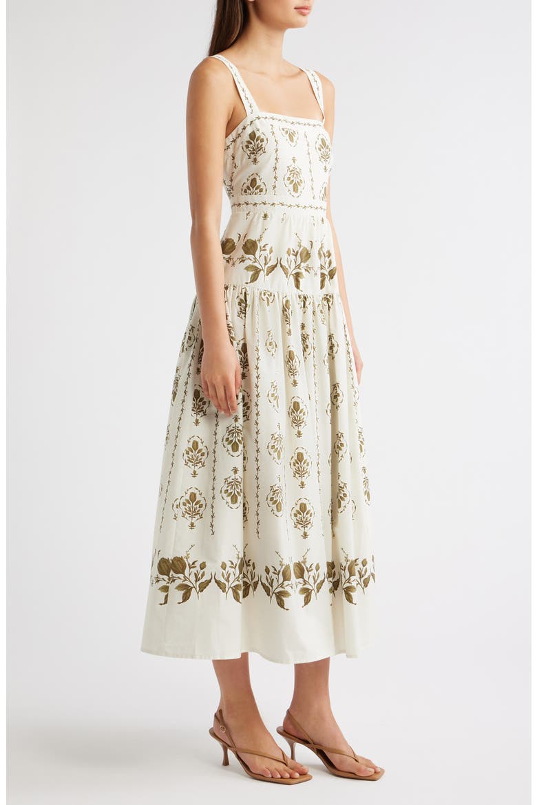 Print Sleeveless Midi Dress, Alternate, color, BEIGE MULTI
