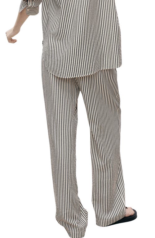 Mango Stripe Textured Straight Leg Pants