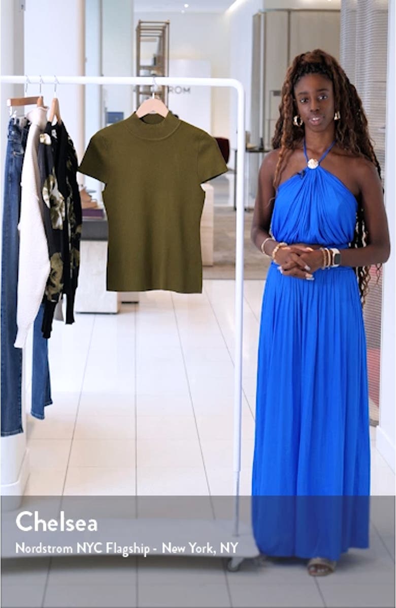 Short Sleeve Mock Neck Knit Top, sales video thumbnail