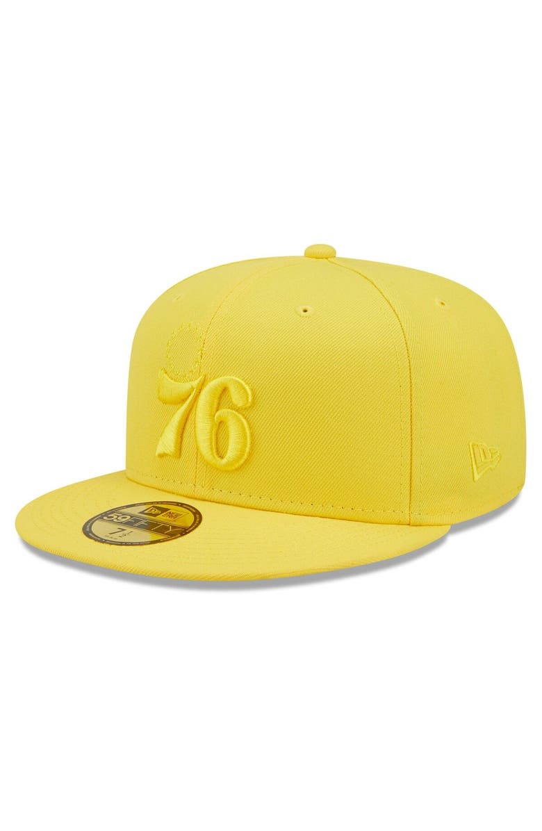 New Era Men's New Era Yellow Philadelphia 76ers Color Pack 59FIFTY Fitted Hat, Alternate, color, 