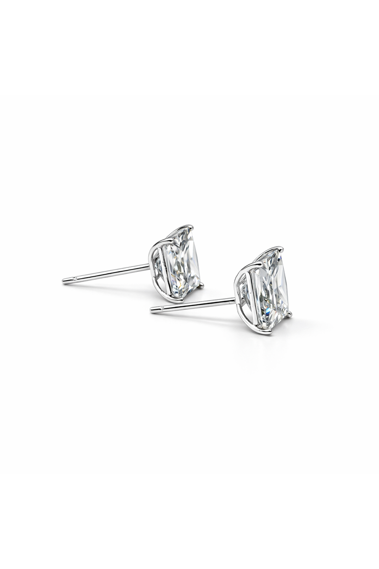 Sterling Silver Crystal Square Studs Earrings, Alternate, color, Silver