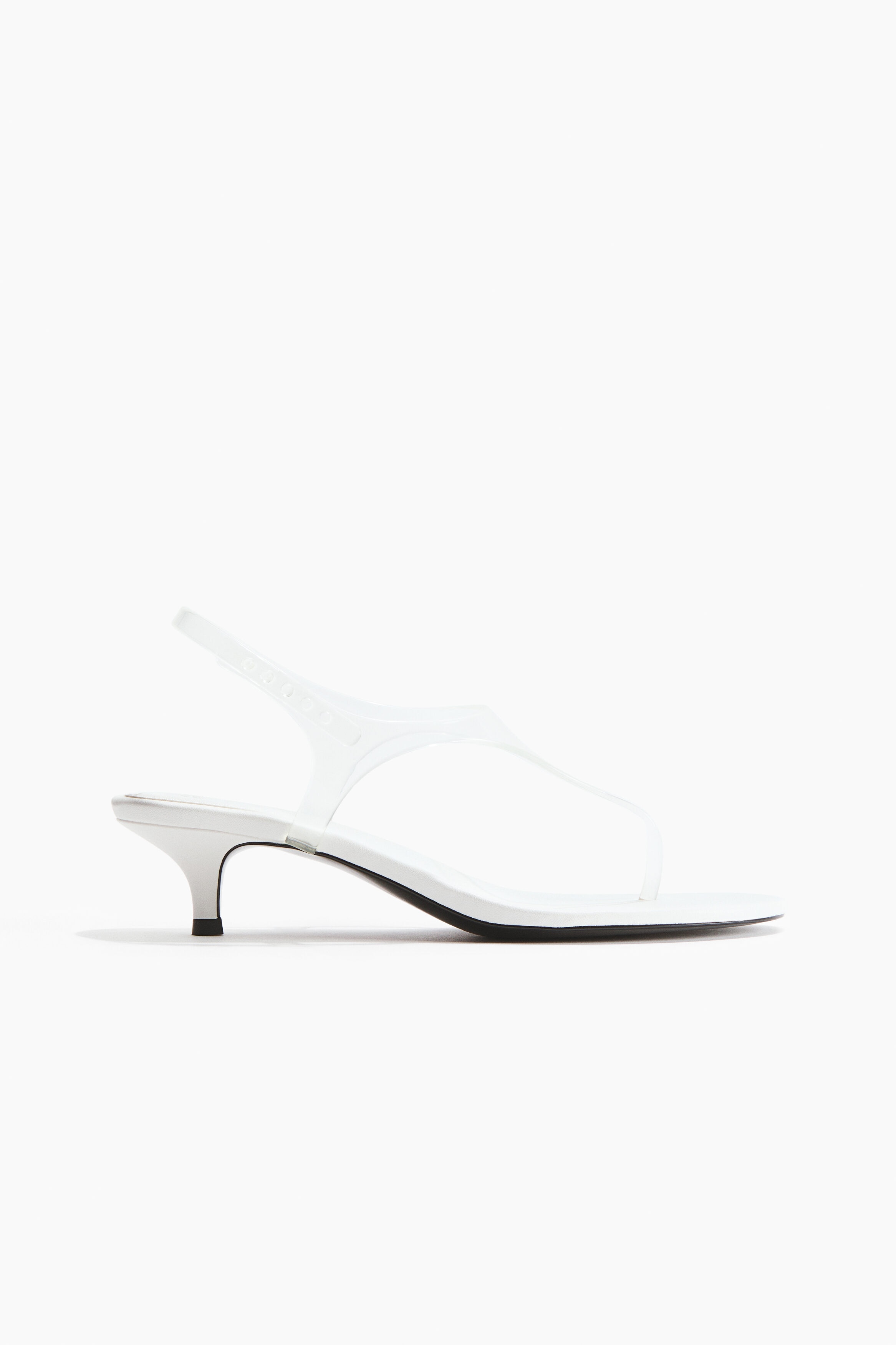 H&M Kitten-heeled Sandals, Alternate, color, White/Transparent