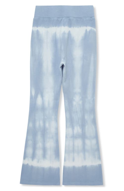 Truce Kids' Tie Dye Flare Leg Cotton Knit Pants In Light Blue