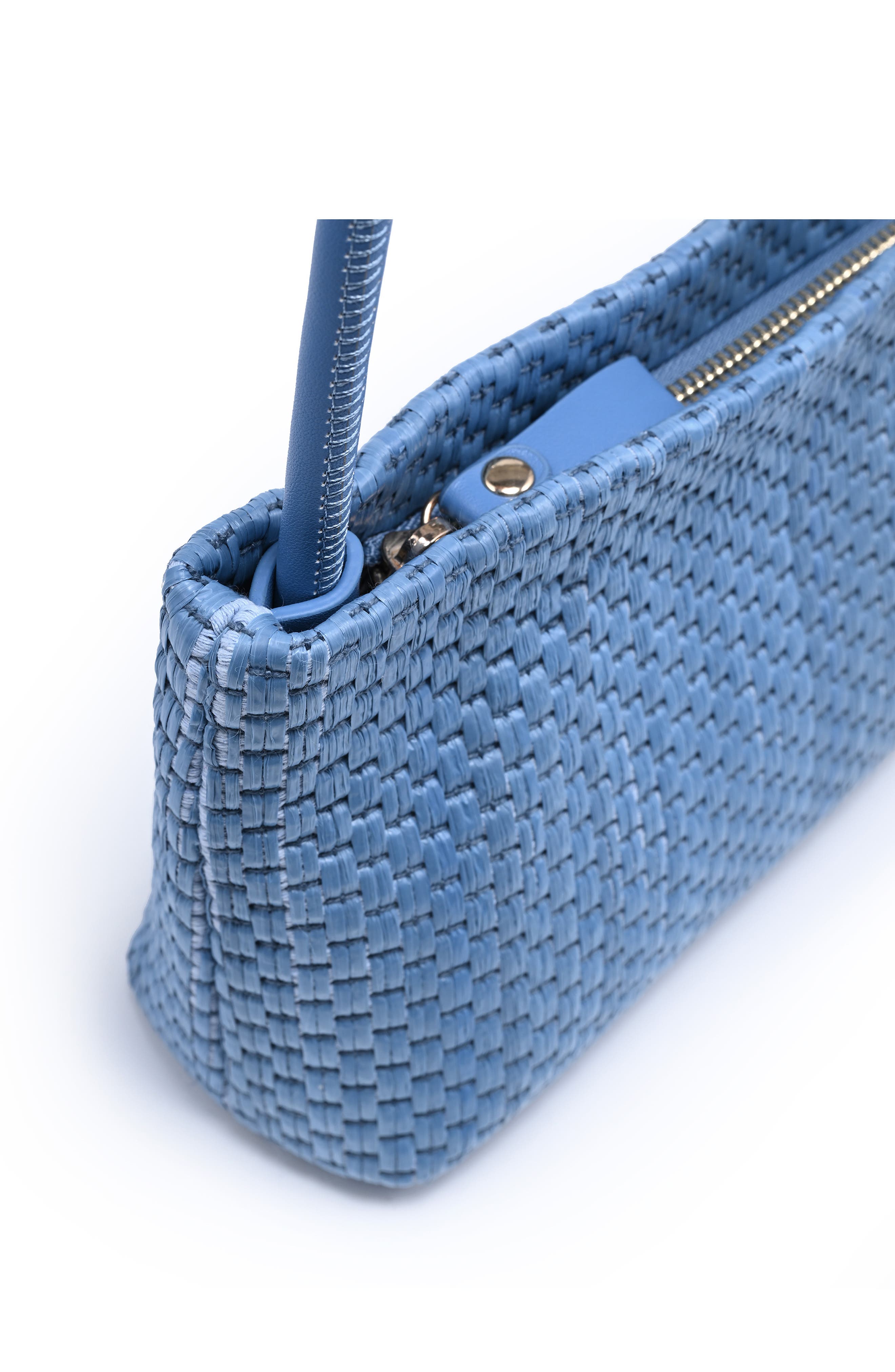 Straw Shoulder Bag, Alternate, color, DENIM