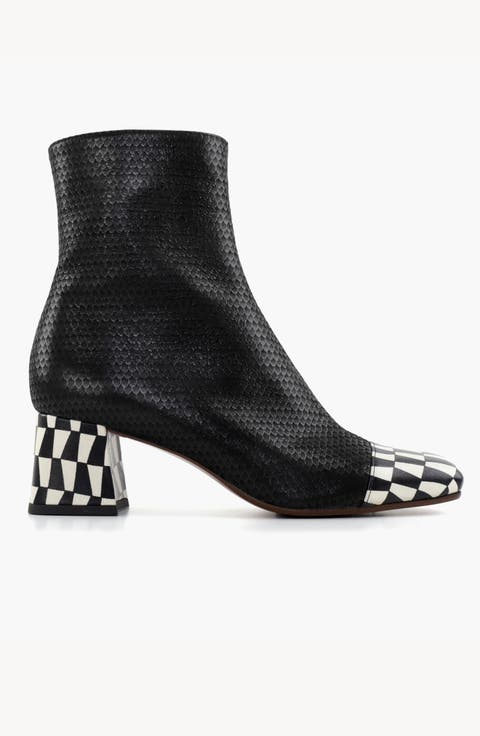 VOLKIRIA49 Plaid print leather Ankle Boots