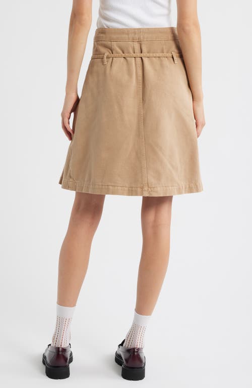 Damson Madder Womens Tan Kat Kilt Wrap-front Denim Midi Skirt In Brown
