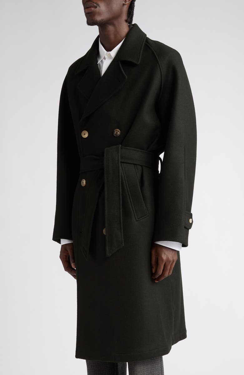 De Bonne Facture Grandad Oversize Belted Wool Trench Coat, Alternate, color,