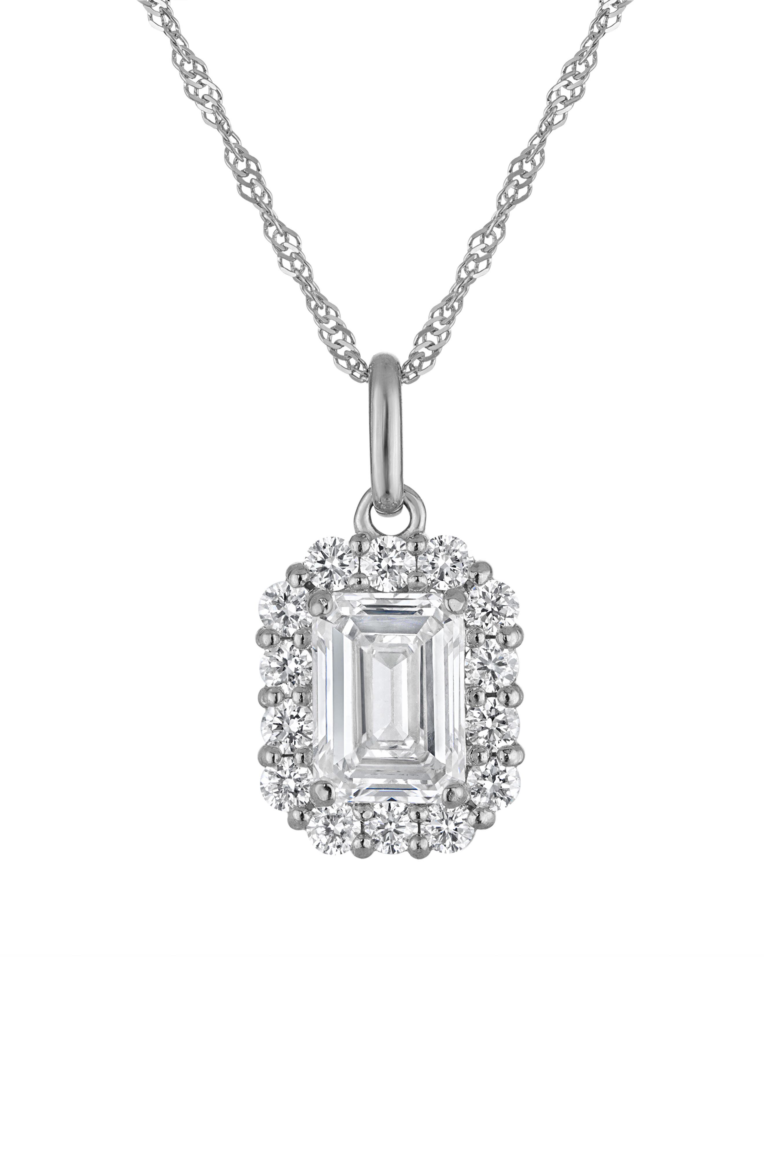 FZN 10k Gold Lab Grown Diamond Halo Pendant Necklace