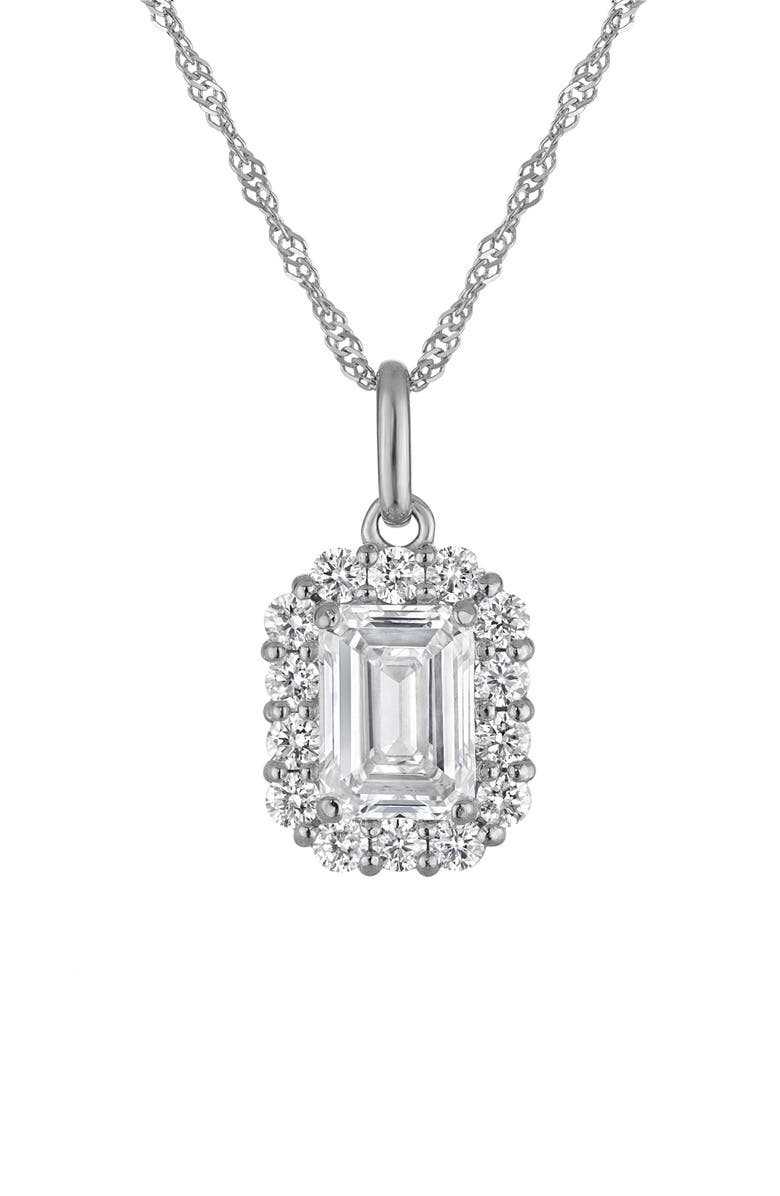 FZN 10k Gold Lab Grown Diamond Halo Pendant Necklace, Main, color, Silver