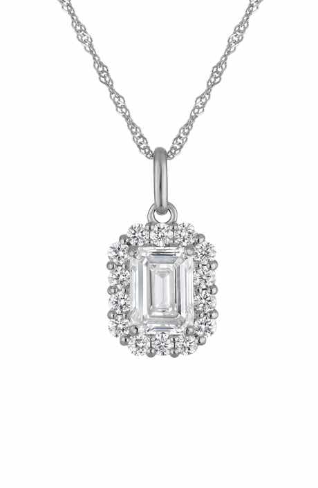 FZN 10k Gold Lab Grown Diamond Halo Pendant Necklace