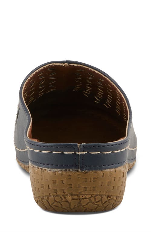 Flexus By Spring Step Laser-cut Mule In Navy