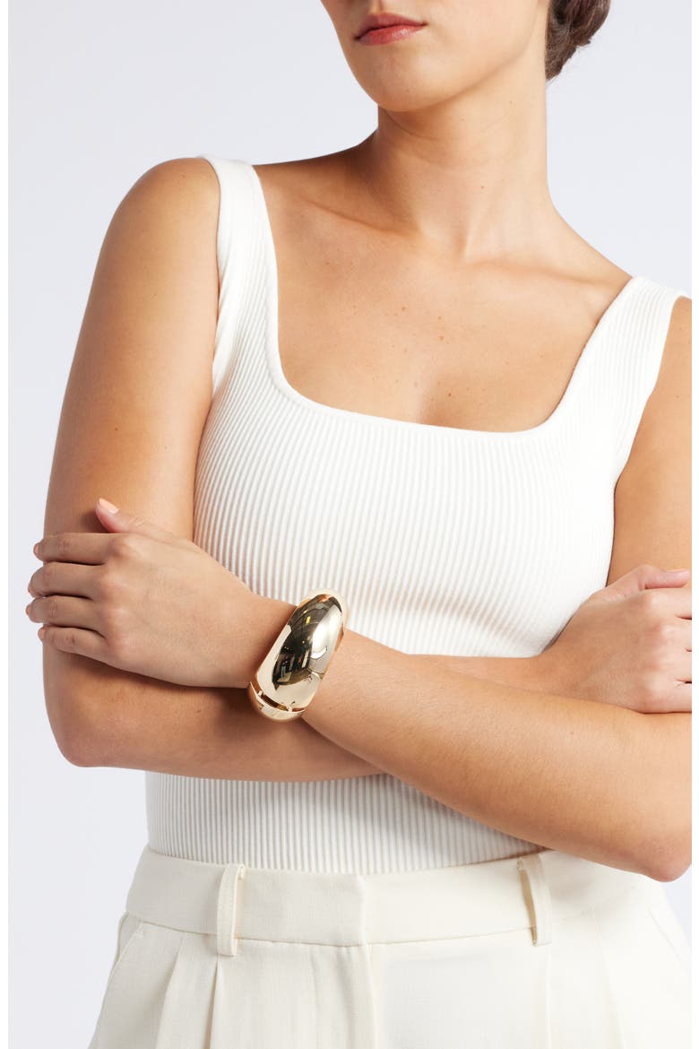 Wide Polished Bangle, Alternate, color, GOLD