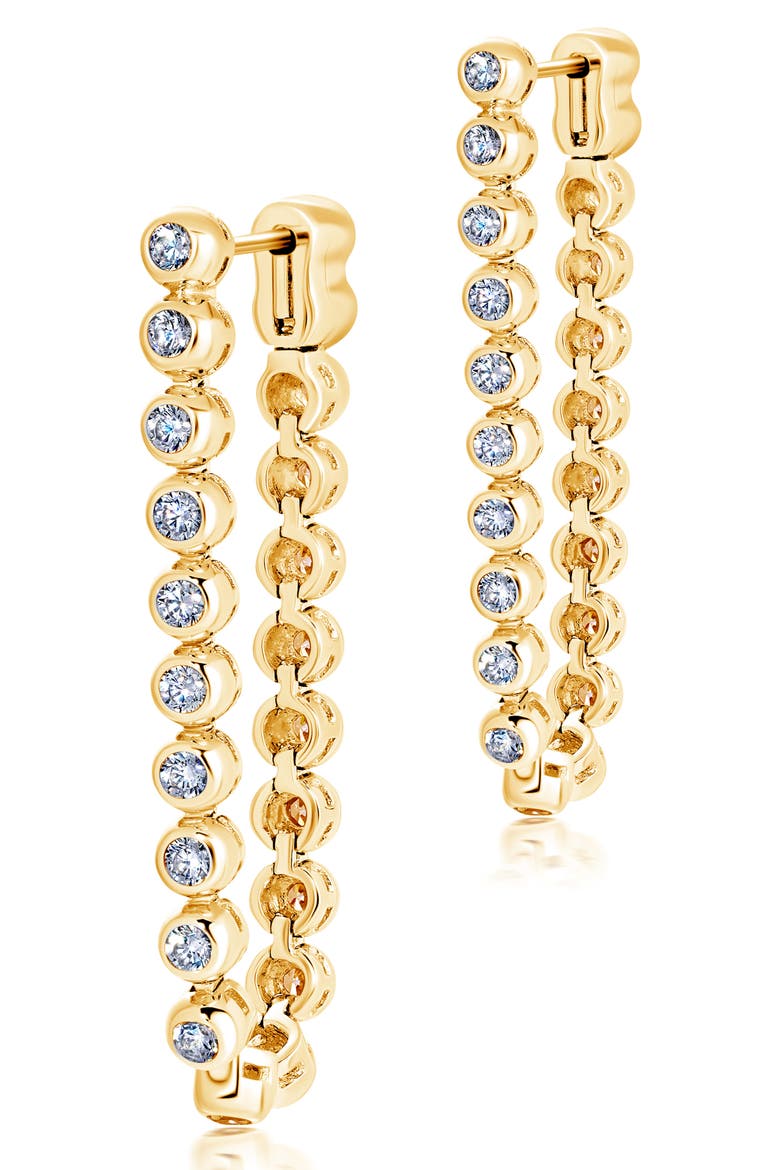 Graduated Bezel Drop Earrings, Main, color, GOLD