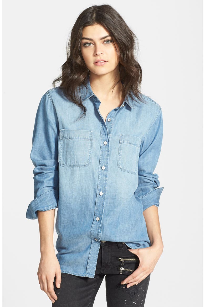 Treasure&Bond Boyfriend Fit Denim Shirt, Main, color, MEDIUM WASH