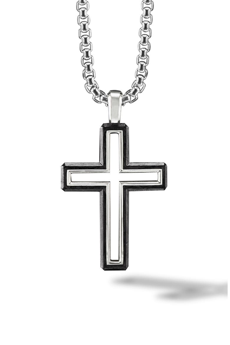 Forged Carbon Cross Pendant, Main, color, FORGED CARBON