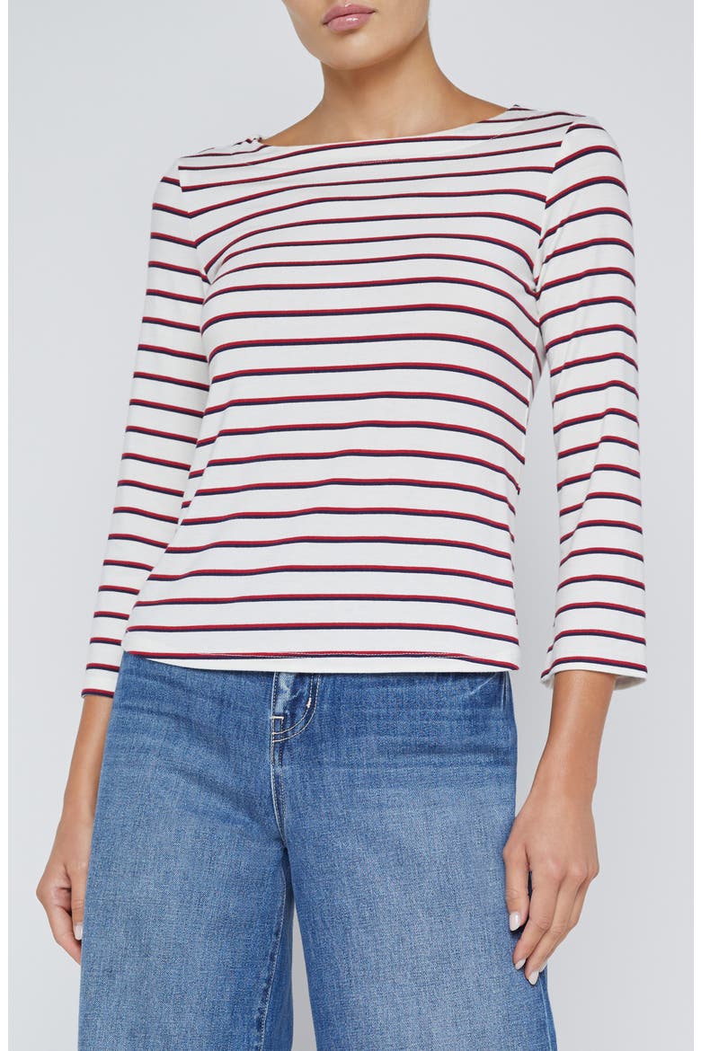 Lucille Stripe Boat Neck Top, Main, color, RED/ NAVY/ WHITE STRIPE
