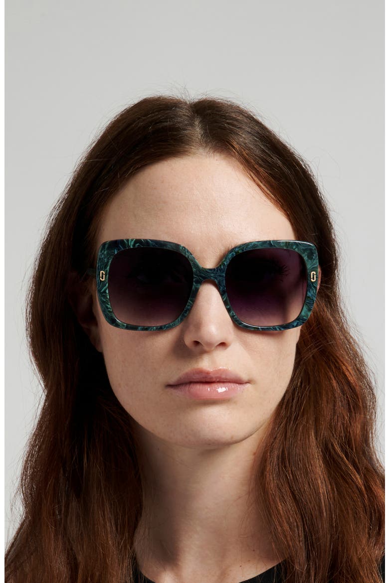 56mm Square Sunglasses, Alternate, color, MARBLE GREEN/ DARK GREY SF