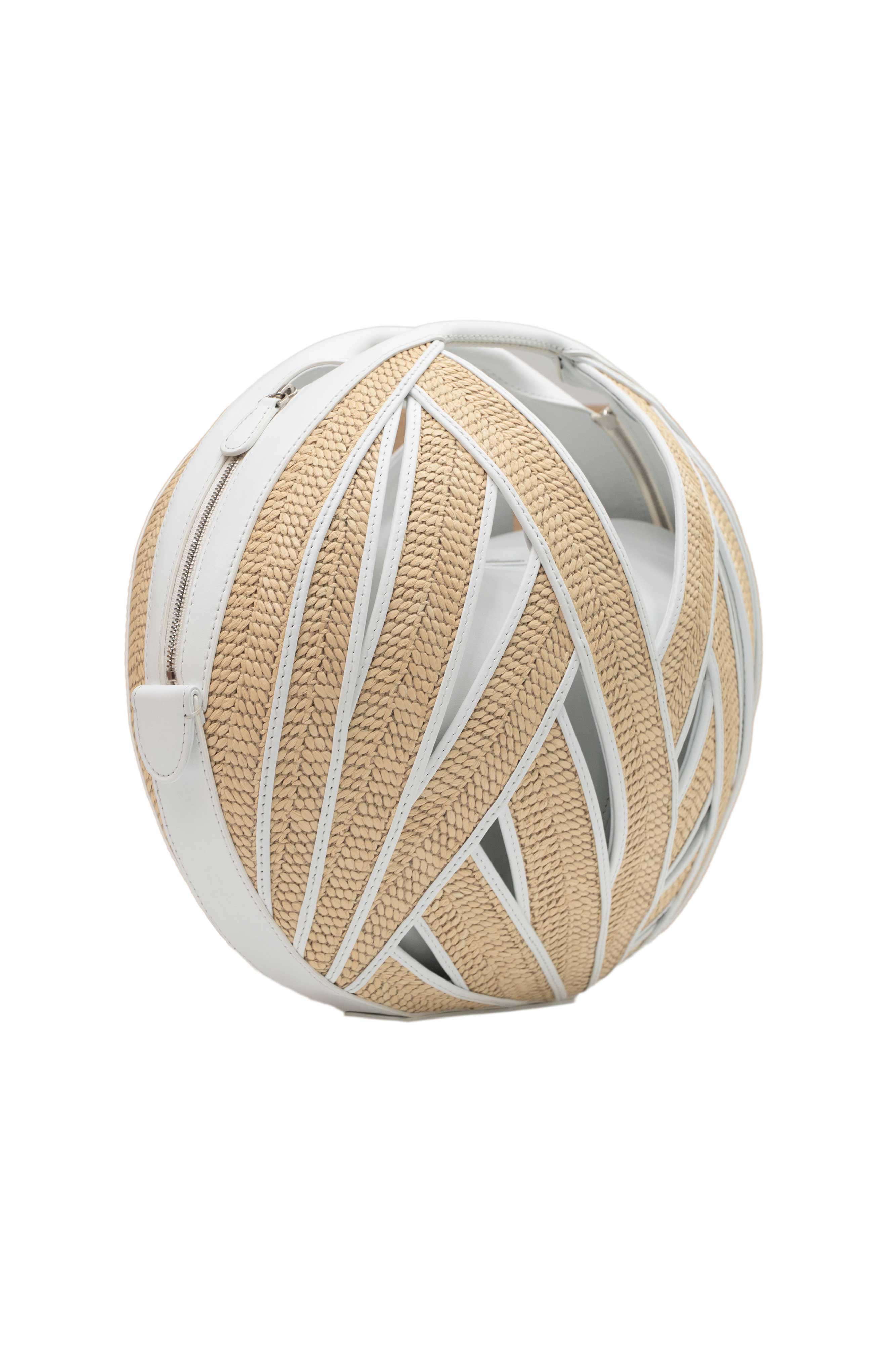 PERRIN PARIS Le Panier Handbag Raphia, Alternate, color, Raphia Beige / White