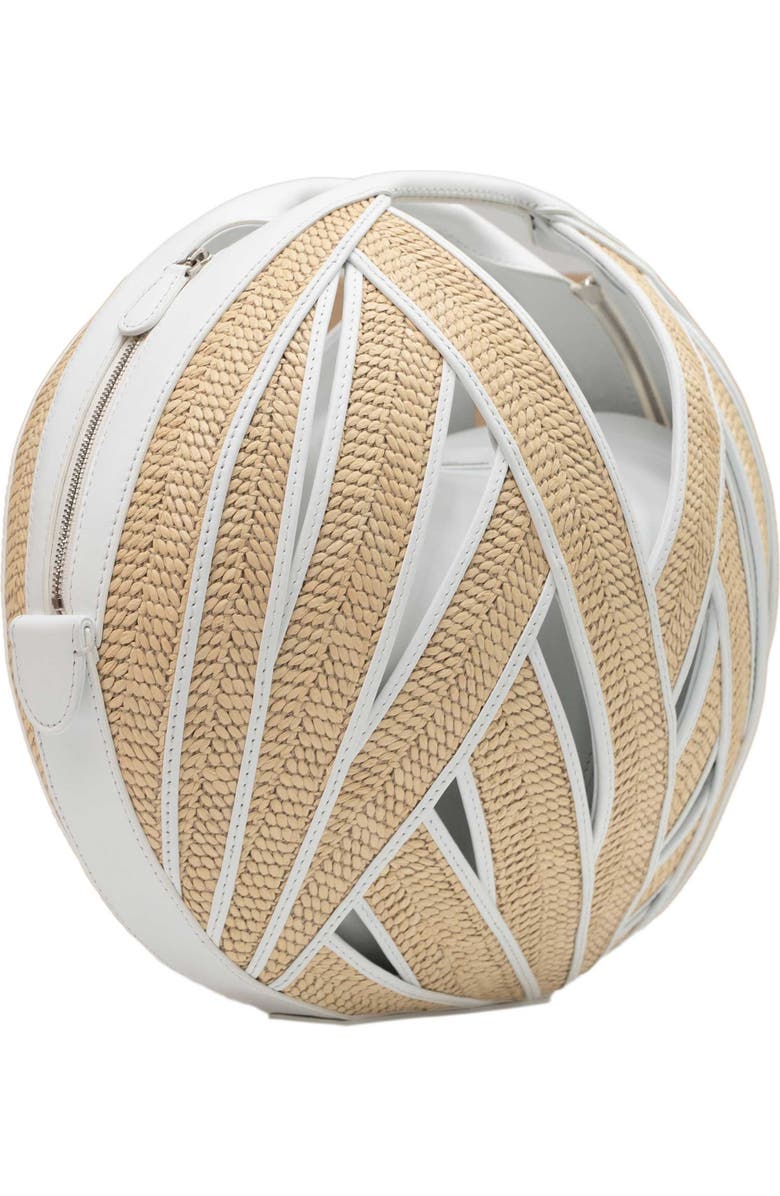 PERRIN PARIS Le Panier Handbag Raphia, Alternate, color, Raphia Beige / White