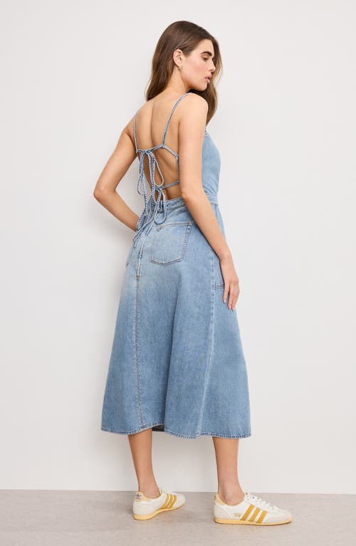 Good American Womens Indigo794 Fit For Success Open-back Denim-blend Midi Dress In Blue