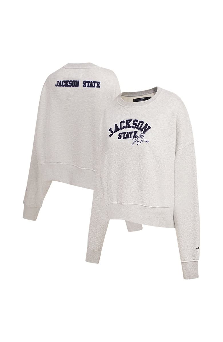 PRO STANDARD Women's Ash Jackson State Tigers Classic 3-Hit Pullover Sweatshirt, Alternate, color, Heather Gray