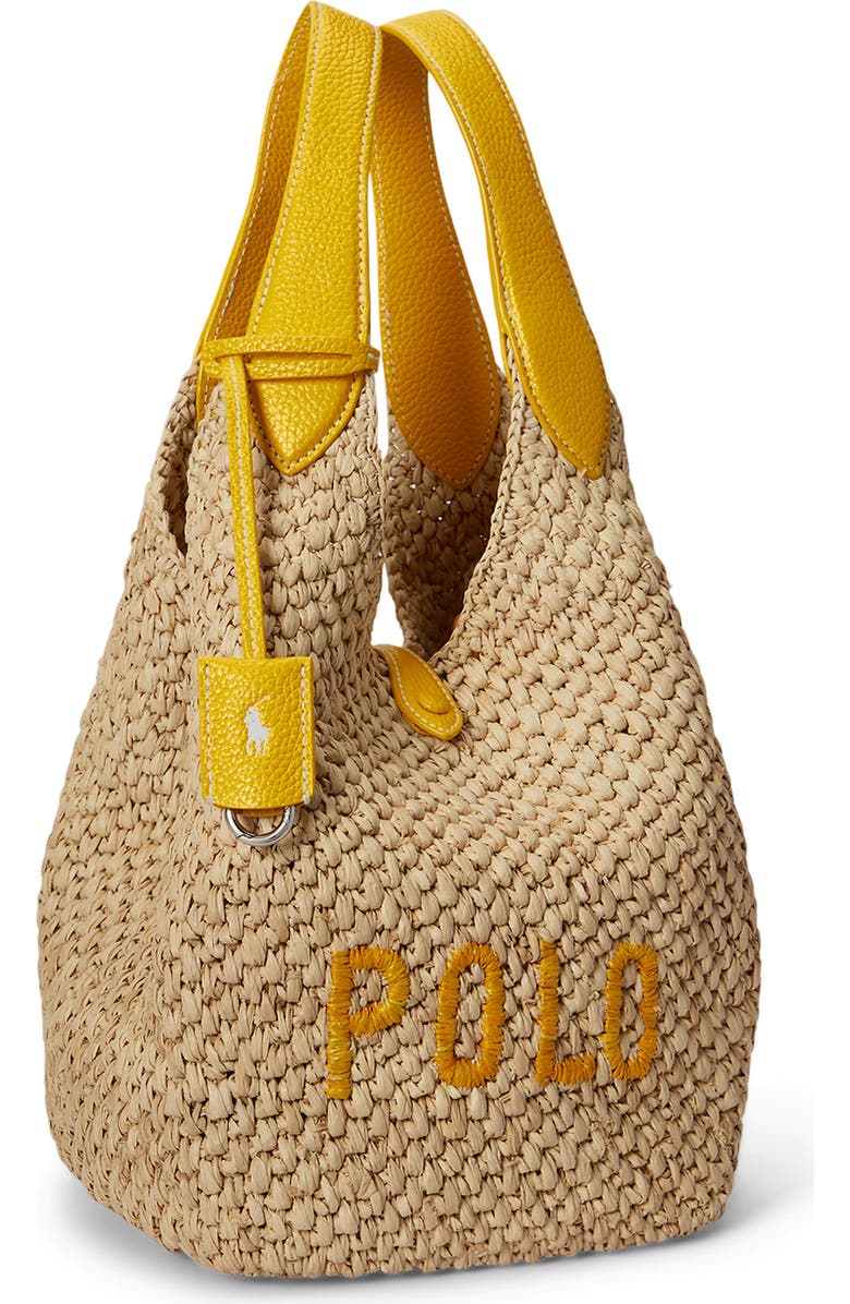 Polo Ralph Lauren Medium Play Raffia Tote, Alternate, color, Natural/ Canary Yellow