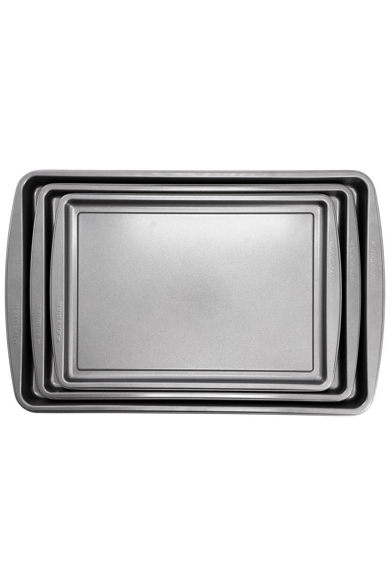 Love To Bake Nonstick Steel Jelly Roll 3 Piece Baking Sheet Set, Main, color, Grey