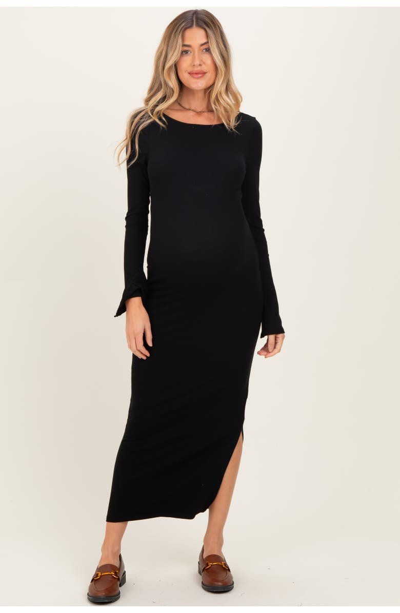 PinkBlush Scoop Back Long Sleeve Maxi Dress, Main, color, Black