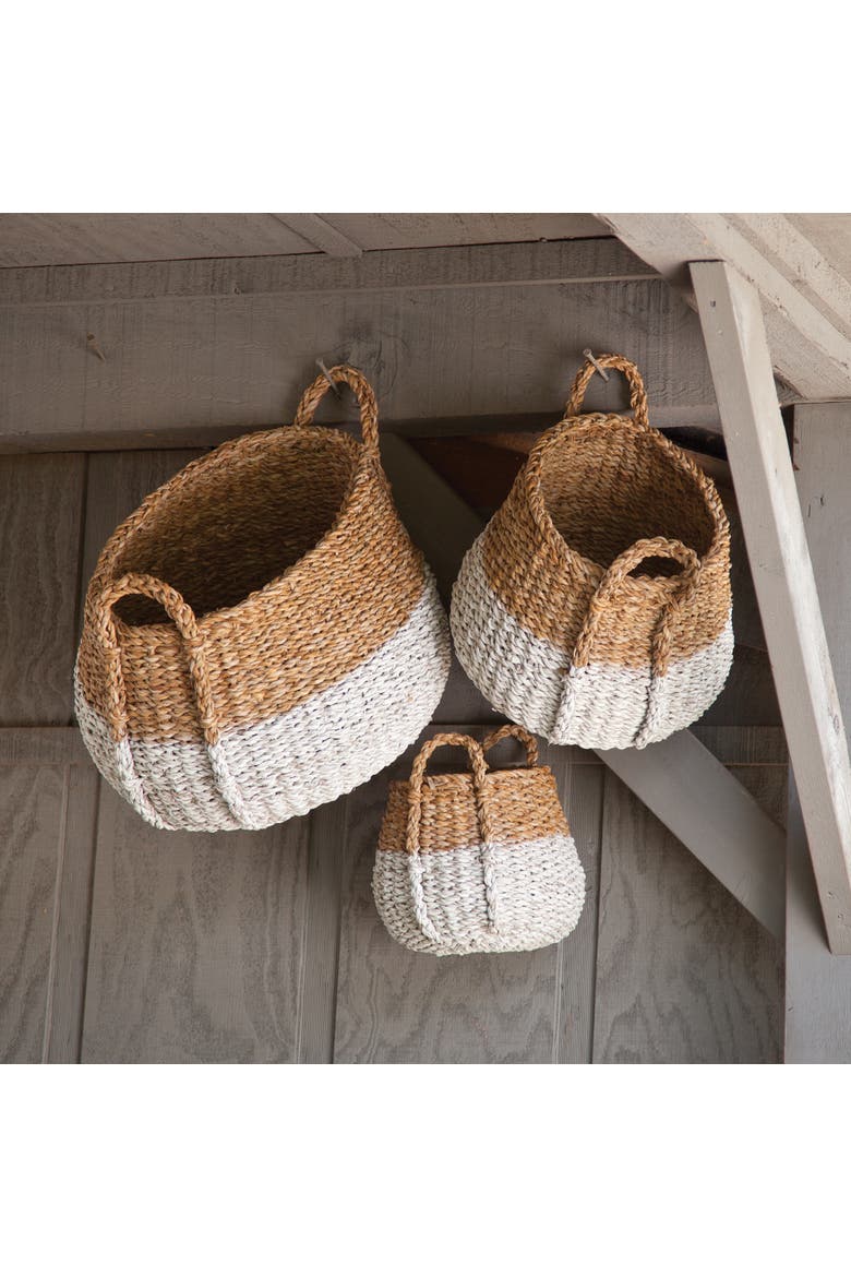 Seagrass Round Baskets With Handles, Set Of 3, Alternate, color, Brown