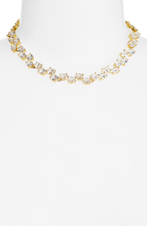 Nordstrom Oval Cubic Zirconia Foldover Collar Necklace In Clear- Gold