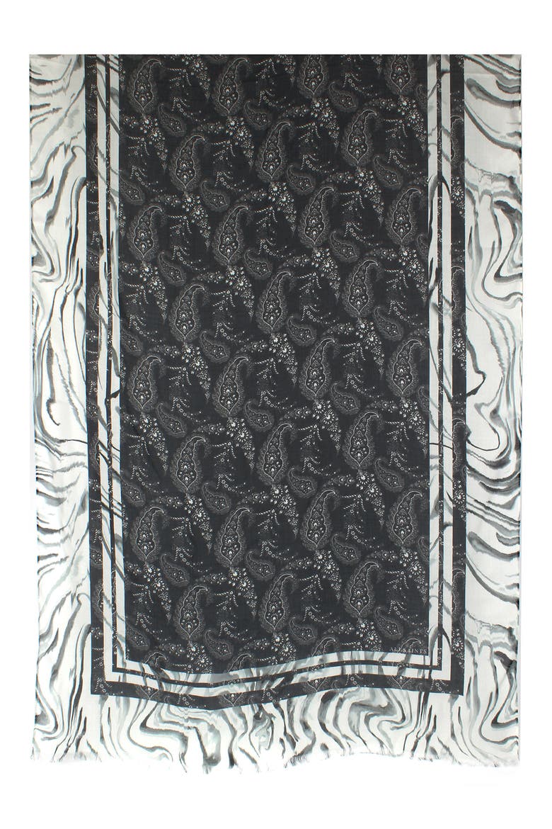 Rosey Paisley Scarf, Alternate, color, BLACK
